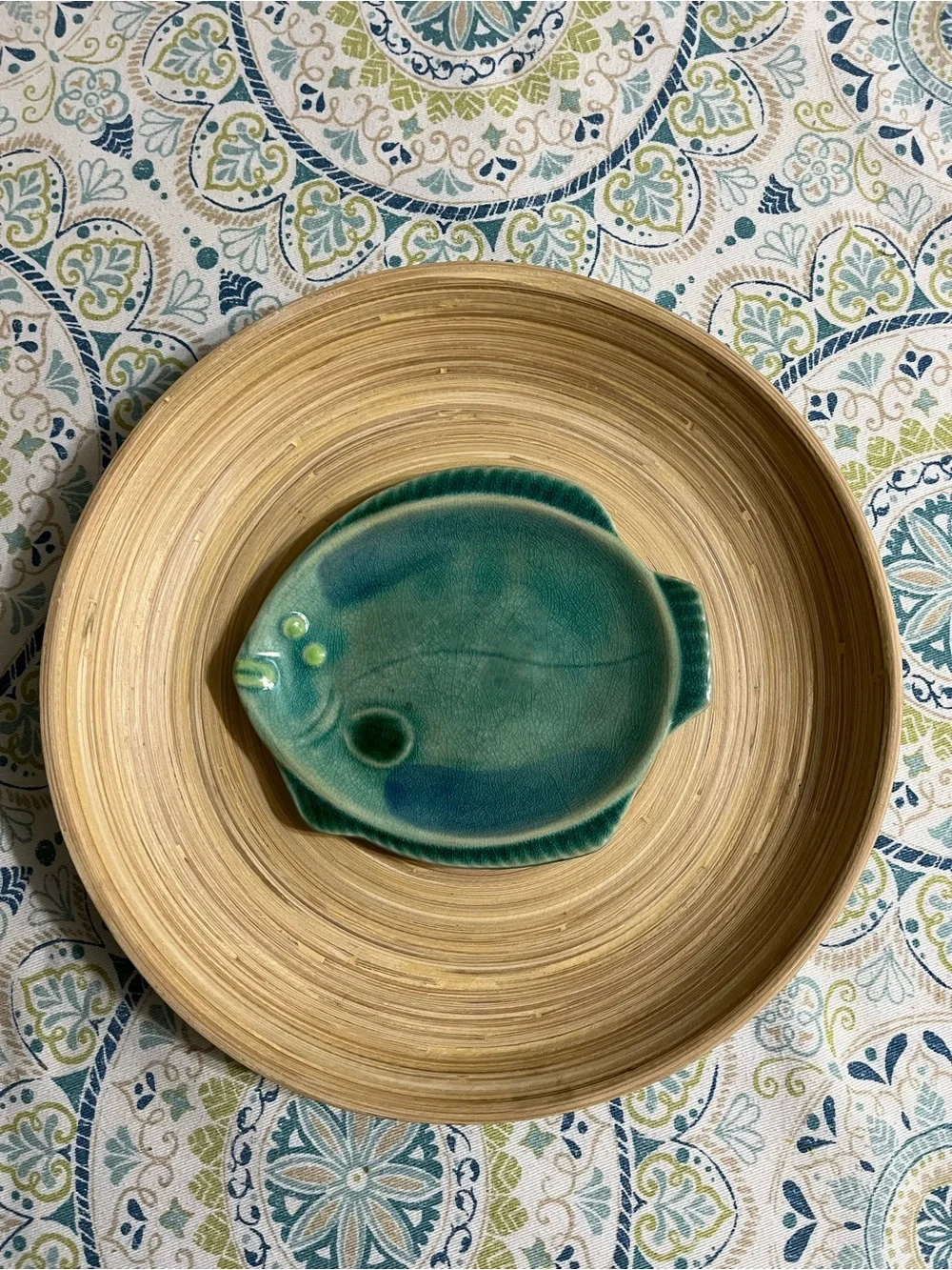 Japanese Crackled Glass Sushi/Wasabi Bowl